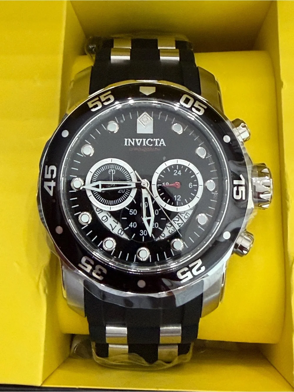 Invicta Scuba ProDiver Black and Silver Men's Chronograph Dive Watch